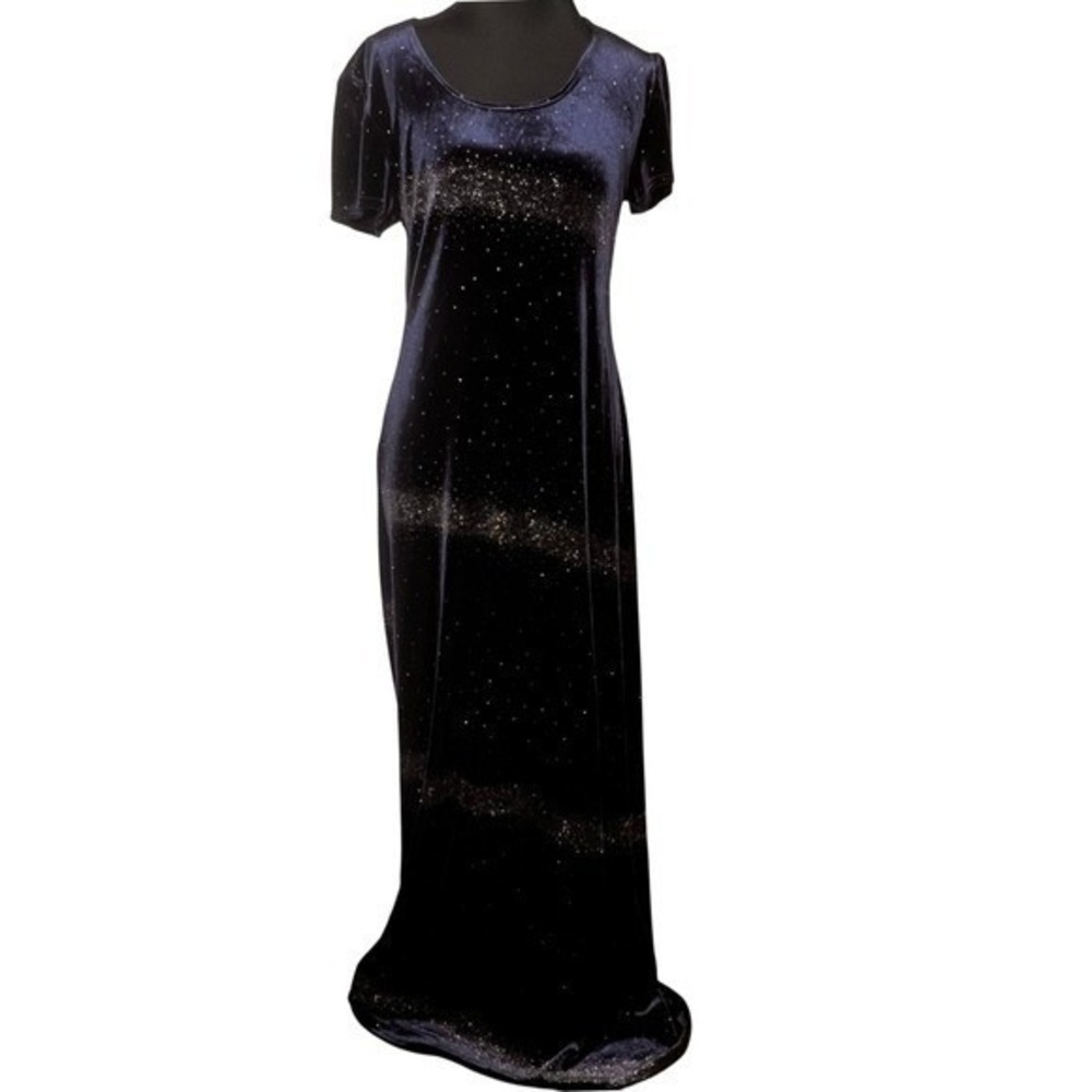 Vtg Velvet Maxi Dress HOCO M/L Dark Fairy Y2K 90s Whimsigoth Goth Witchy